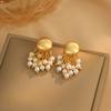 French Retro Pearl Fringed Earrings Women'S Fashion Unique Niche Design Sense High-End Earrings Temperament Personalized Earrings