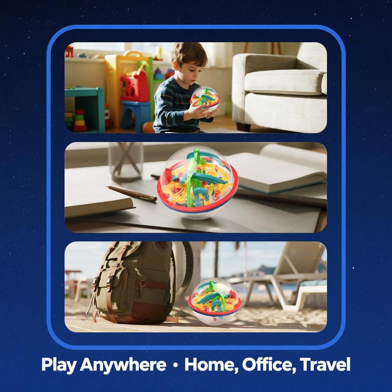 3D Magic Ball Labyrinth Brain Teaser Smart Puzzle 100 Levels Globe Toy Educational Montessori Game for Kids