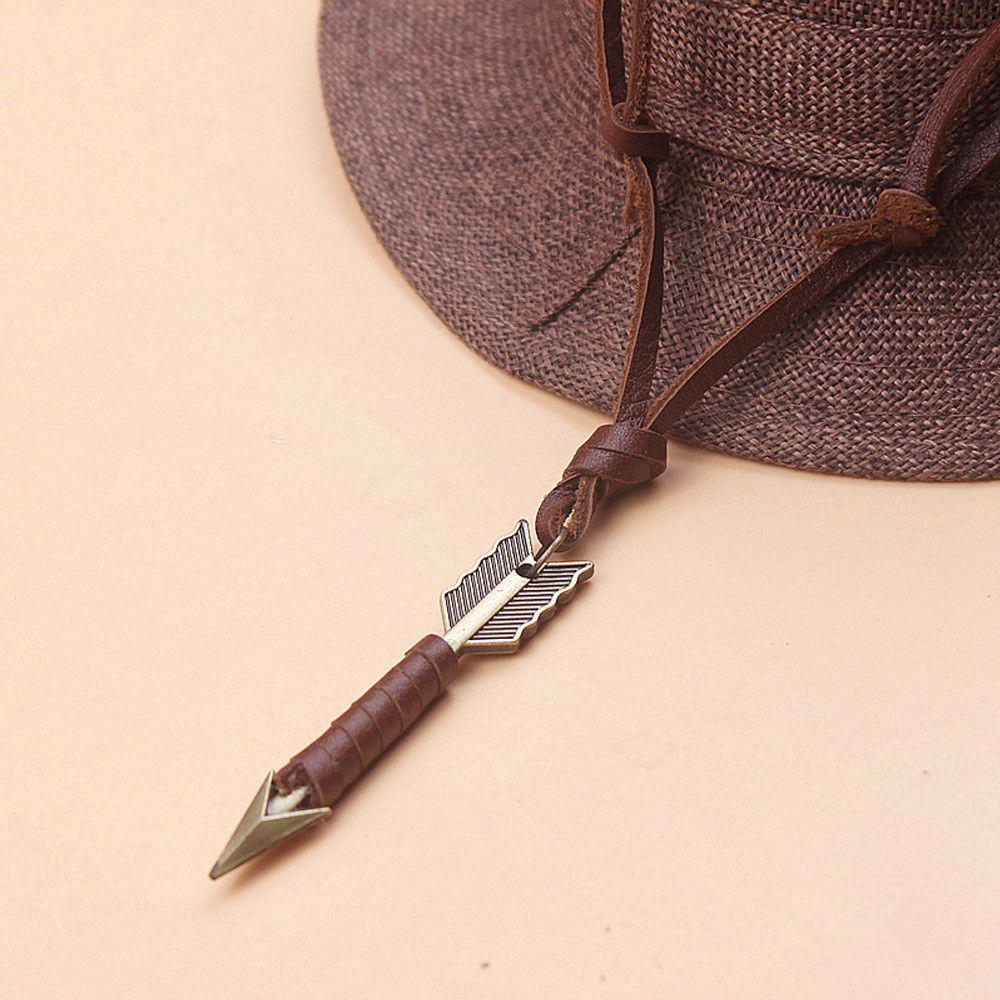 Fashion Handmade Vintage Necklace Leather Chain Choker Arrow Pendant