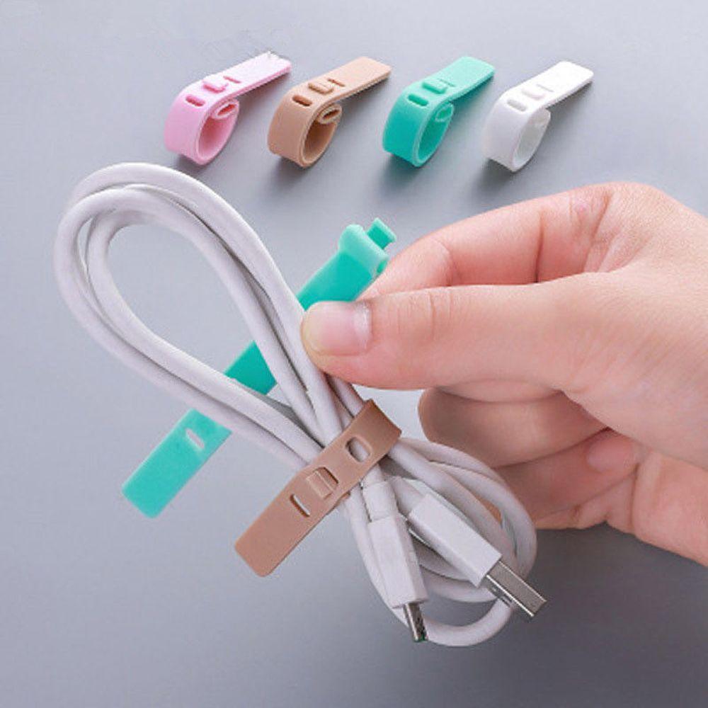 4/8PCS Soft Headphones Storage Holder Earphone Cable Ptotector USB Wire Tie Cable Winder Cord Clip