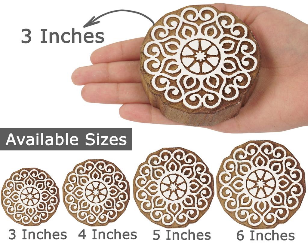 IBA Indianbeautifulart Textile Printing Block Mandala Hand Carved Wooden Stamp Wood Block Printing Textile Stamps For Fabric  Pottery Blocks-3