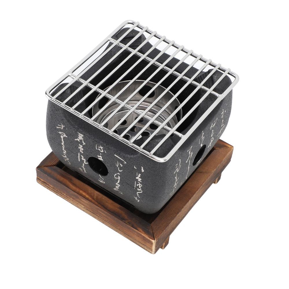Cast Metal Hibachi Grill Black Tabletop BBQ Stove Portable Japanese Charcoal Grill BBQ Cooking