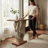 Handicrafted Swan Design Wooden Side Table | Carved Bird Accent Table with Textured Top | Artisan Furniture Piece, Coffee Table Art Decor