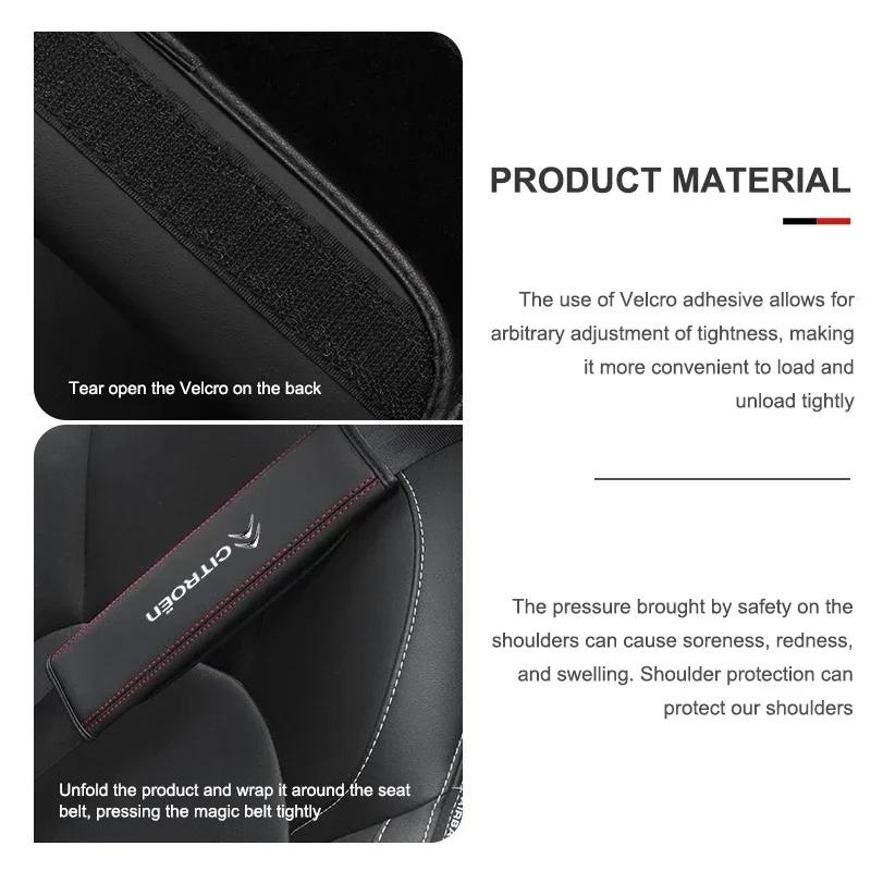 BYMF1 Leather Car Seat Belt Cover Shoulder Pad Interior Accessories For Citroen Jumper Celysee Cactus Picasso Aircross Saxo Grand