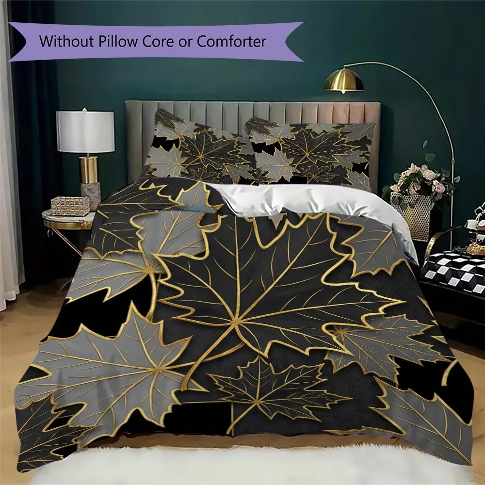 Leaf Pattern Bedding uilt Set uilt Cover Pillowcase Home Decoration Birthday Gift (1 * duvet cover + 2 * pillowcase without core)62