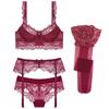 Code lingerie sexy набор для соблазнения с подвязками [Sexy 1701] Женский набор из 4 предметов, бюстгальтер, шортики, пояс, чулки, (SV399-75D-Красный)