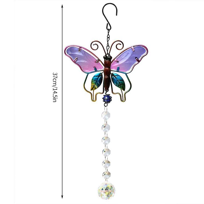 Colorfol Crystal Pendant Butterfly Hummingbird Sun Catcher Chain Rainbow Maker Prism Painted Glass Wind Chimes Home Garden Decor