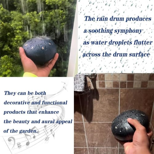 Rain Drum for Outdoor Gardens, Rain Chakra Drum, 8-Note 6-Inch Steel Tongue Drum with Drumsticks, Ether Drum for Kids and Adults, Ideal for Beginners