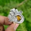 Gift For Her Natural Tiger'S Eye Statement Flower Adjustable Ring 925 Silver