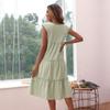 2025 новое летнее женское однотонное платье без рукавов из хлопка и льна