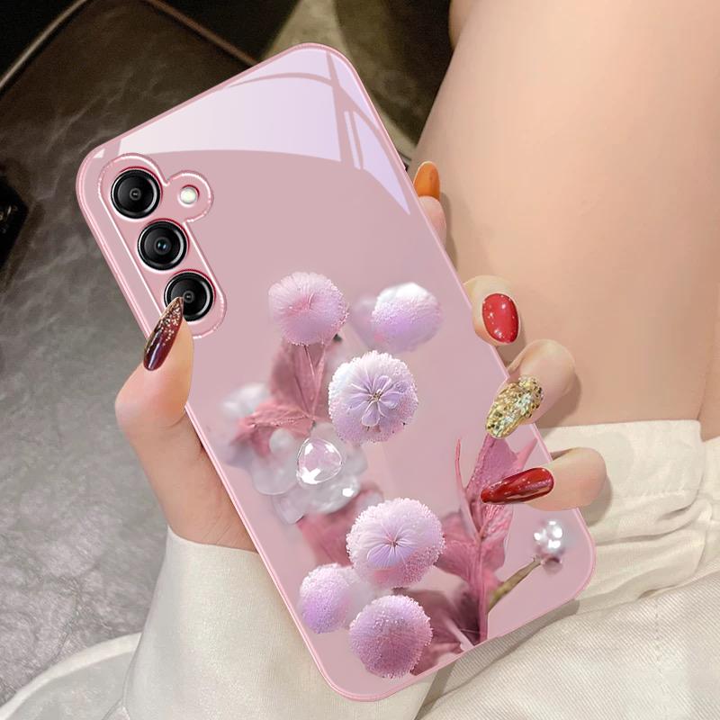 Стеклянный чехол для телефона Samsung Galaxy A14 4G 20 30 52 20S 21S 22 A25 32 33 34 42 50 51 53 54 70 71 72 73 5G Чернильная гора Камелия