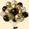 16pcs Black and Metallic Gold Balloons for Birthday Wedding Graduation Party Decorations