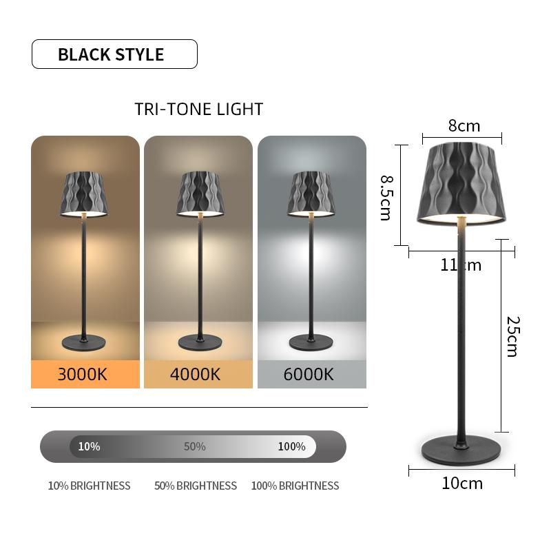 3 цвета Настольная лампа Перезаряжаемый настольный ночник Сенсорное затемнение Прикроватные лампы Освещение для обеденного стола Для отеля Бара Кафе Свет для настроения