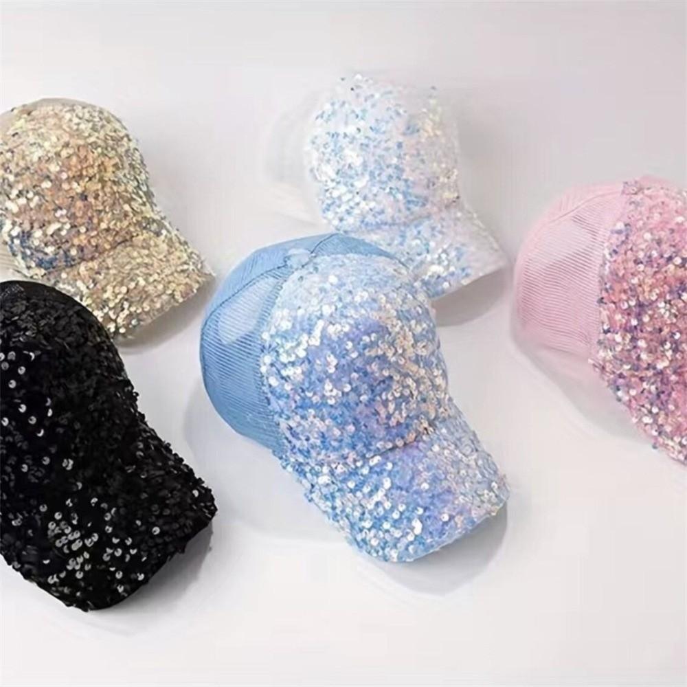 Breathable Women Sun Hat Casual Duck Tongue Caps Fashion Shiny Sequin Baseball Cap Summer