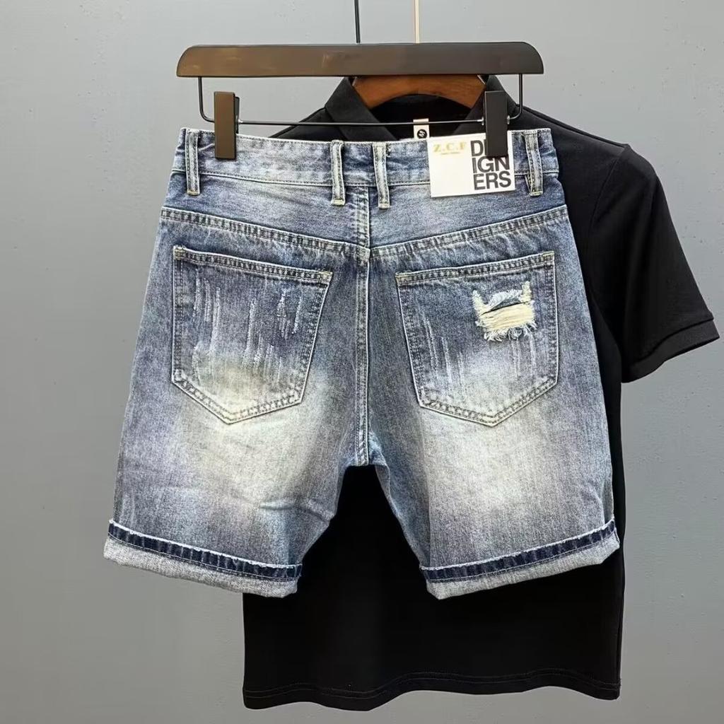 Men's Ripped Short Jeans Summer Fashion Casual SlimRetro Style Denim Shorts