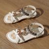 Fashion Retro Women's Sandals Flower Print Sewing Shoes Summer