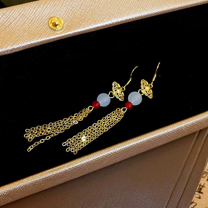 Элегантные китайские серьги-кисточки для женщин - Металлический дизайн облаков, стиль ханьфу