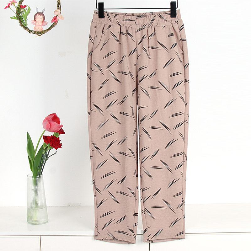 Summer Lightweight Capri Pants For Moms Versatile And Minimalist High-waisted Straight-leg Pants For Middle-aged And Elderly Women Loose Pants