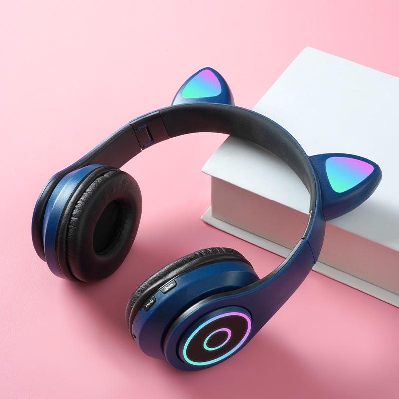 Светящаяся беспроводная Bluetooth-гарнитура с ушками кошки B39A