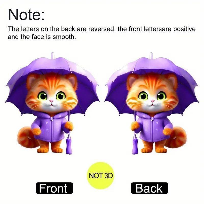 Umbrella Holding Cute Cat Pattern Acrylic Pendant For Car Accessories Decor