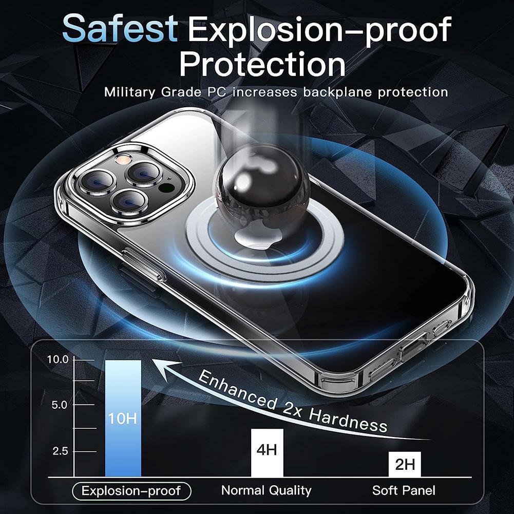 For iPhone 14 Pro Clear Phone Case TPU+PC Magnetic Cover Compatible with MagSafe