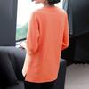 Women Tops O-Neck 3/4 Sleeve Solid Color Elastic Pullover Tops Regular Fit Summer T-shirt Daily Wear