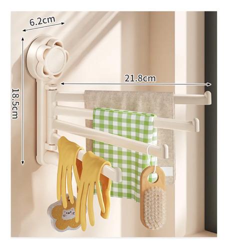 Rotating Multi-Rod Towel Rack Kitchen and Bathroom Storage Rack Beige