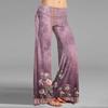 Women's Fashion Vintage Print Casual Flared Drawstring Trousers Wide Leg Pants