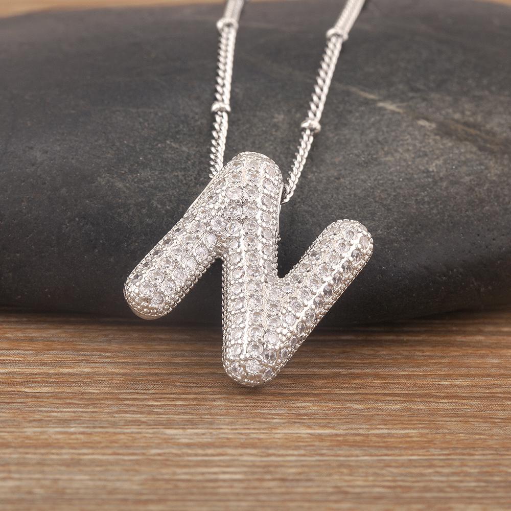 Nidin Горячая Распродажа Паве Кристалл Циркон Буквы от A до Z Подвеска Ожерелье Мужские и Женские Парные Инициалы Имен Алфавит Ювелирные Изделия Прекрасный Подарок