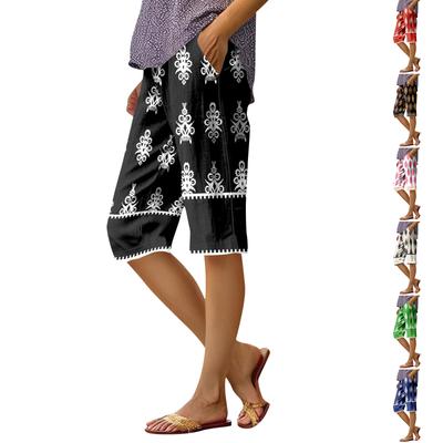 Женские модные повседневные брюки 5/10 с напечатанным карманом и эластичной талией