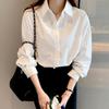 Модная повседневная женская свободная рубашка с длинным рукавом для офиса, новая весенняя женская блузка с отложным воротником, однобортная, простая, элегантная, женская блузка, топы 2305