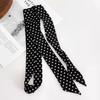 150*4cm Women Narrow Long Scarf Korean Style Polka Dot Neckerchief Black Ribbon Headbands Choker Streamer Vintage Scarves Gifts