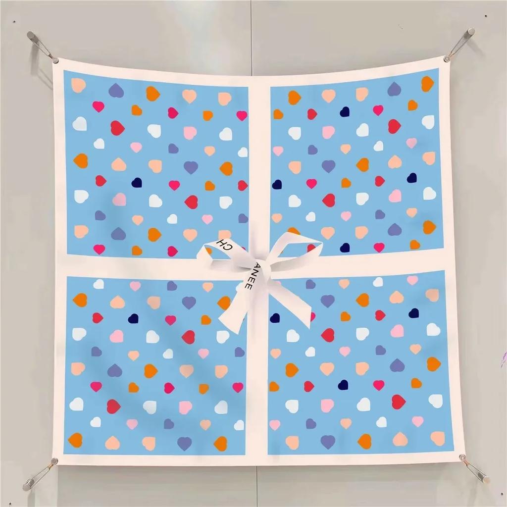 VREOVOR New 90cm × 90cm Large Square Scarf Handmade Desktop Printing Machine Right Angle Curled Edge Twill Silk Fashion Trends