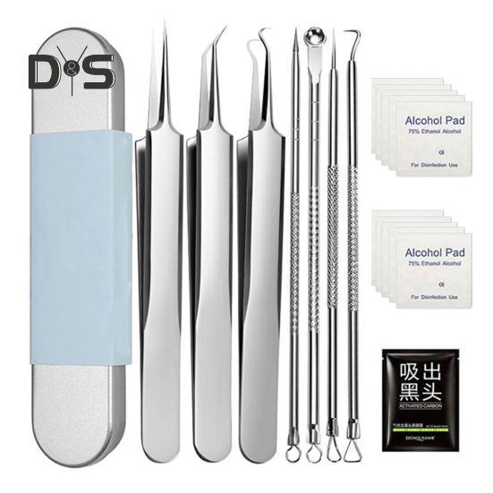 Набор из 7 инструментов для удаления черных точек из нержавеющей стали, набор для удаления угрей, профессиональное средство для удаления черных точек, белых угрей и прыщей для лица