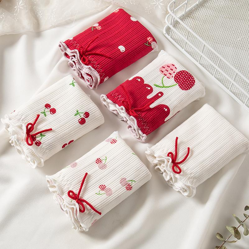 5Pcs Women‘s Panties Cotton Breathable Underwear Seamless Cute Bow Girls Briefs Female Lingerie