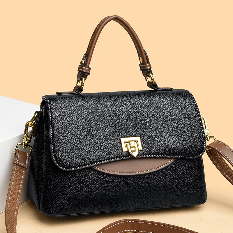 Luxury Leather Women's Shoulder Crossbody Bag Monochromatic Bags Feminine Messenger Bag