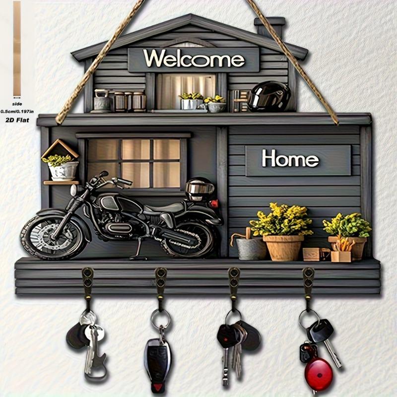 1SET wooden retro motorcycle sunflower door pendant logo mini flower room porch decoration multi-functional hanging