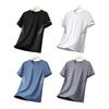 Summer Men Top Ice Silk Quick-drying Mesh Short Sleeves Plus Size O Neck Loose Contrast Color Thin Elastic Casual Pullover Daily Sport T-shirt