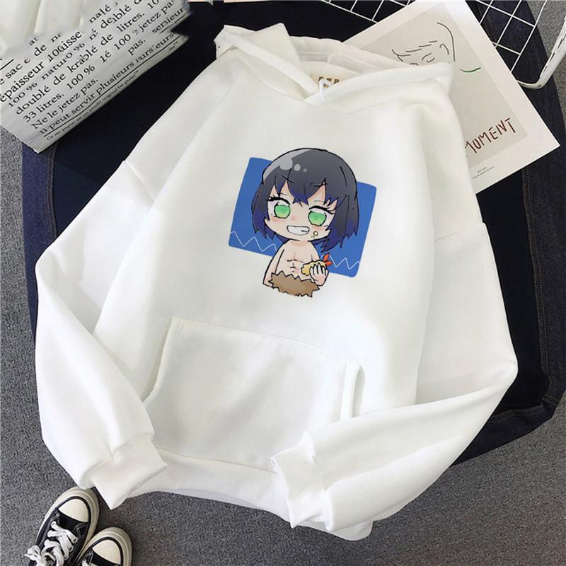 Japan Kawaii Kamado Nezuko Demon Slayer Anime Hoodie Aesthetics White Clothes Harajuku Oversized Long Sleeve Hooded Sweatshirts