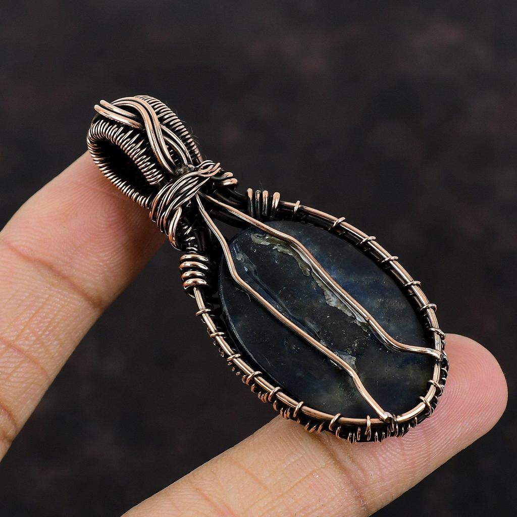 Sodalite Pendant Copper Wire Wrapped Gemstone Pendant Handmade Sodalite Jewelry Birthstone Pendant Gift For Mother Beautiful Copper Jewelry