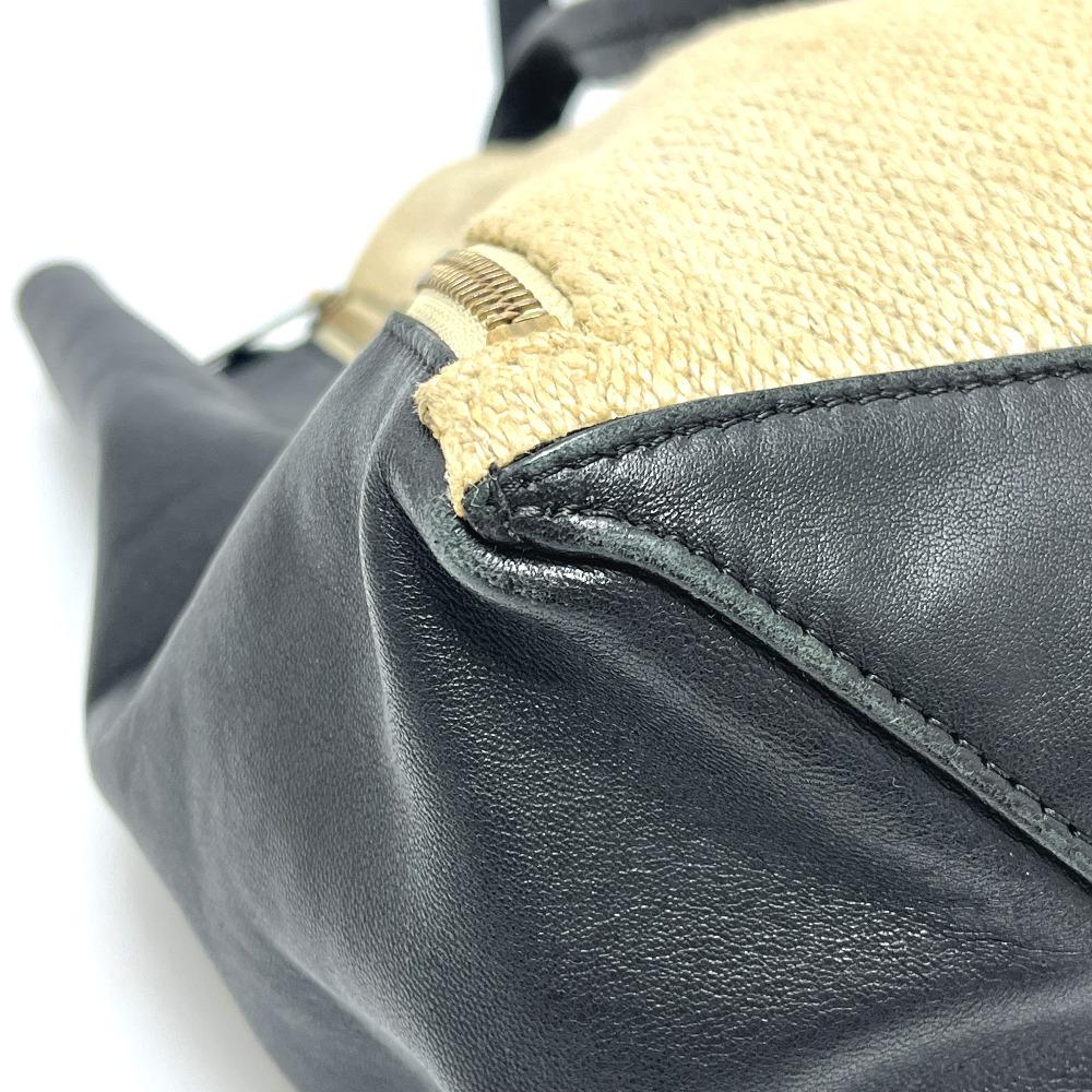 CELINE Kaba Gazette Bags Hand Bag Tote Bag hemp / Leather Beige/Black