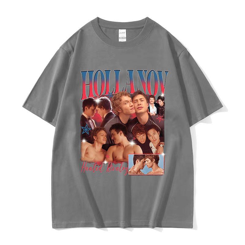 Hollanov Heated Rivalry Hockey Romance Movie Graphic T Shirts Men's Vintage Fashion 100% Cotton Short Sleeve T-shirt Streetwear