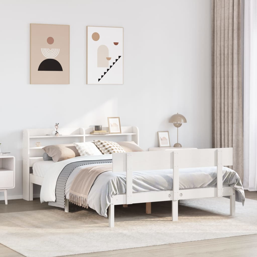 Vidaxl Rama Łóżka Bez Materaca, Biała, 160X200 Cm, Lite Drewno Sosnowe