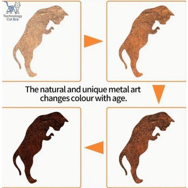 Деревенская металлическая статуя кошки для сада, украшение для открытого двора, подходит для садов и террас, садовое украшение