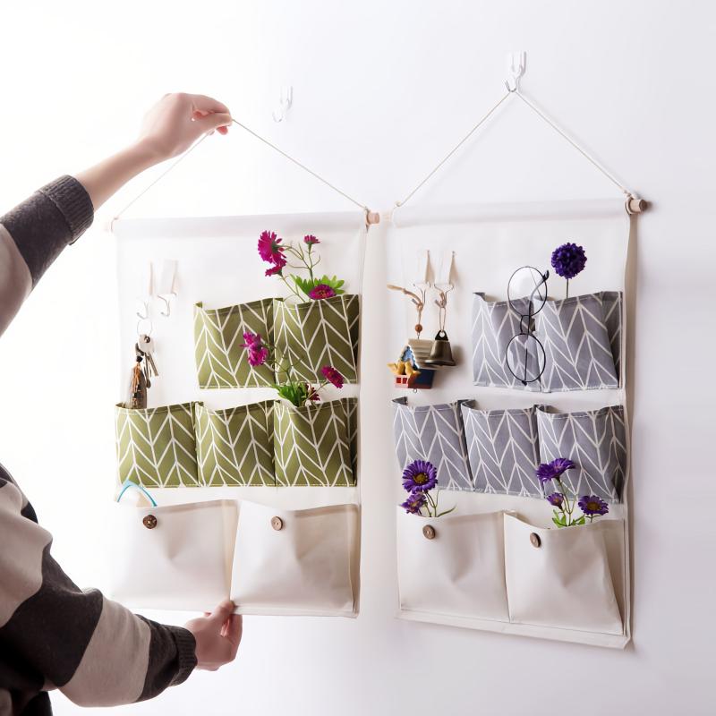 Organize Your Space with Fabric Pocket Bag Wall Hanging Storage for Bedroom and Bathroom