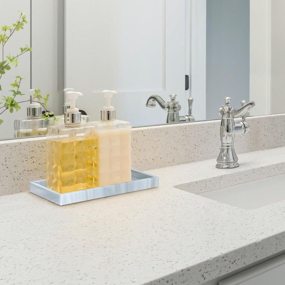 Гибкий поднос для туалетного столика в ванной, силиконовая тарелка для хранения у раковины, гладкий поднос для дозатора мыла, украшения