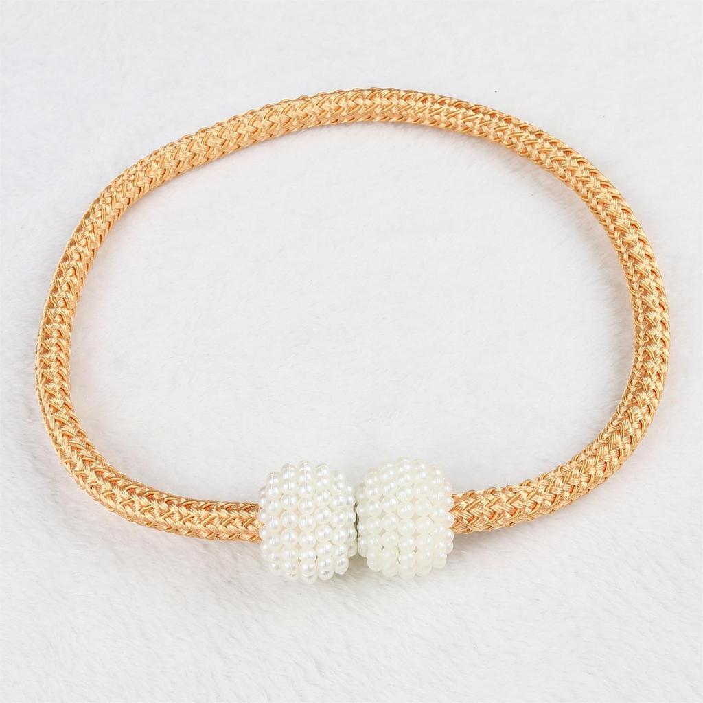 Magnetic Curtain Tiebacks Pearl Ball Home Curtain Buckle European Decoration Weave Clips Rope Straps Holder for Big Drapries