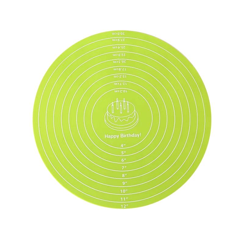 Круглый силиконовый коврик для выпечки диаметром 12 дюймов, поворотный коврик для торта, нескользящая подставка для торта, кухонный инструмент для выпечки пищевого класса