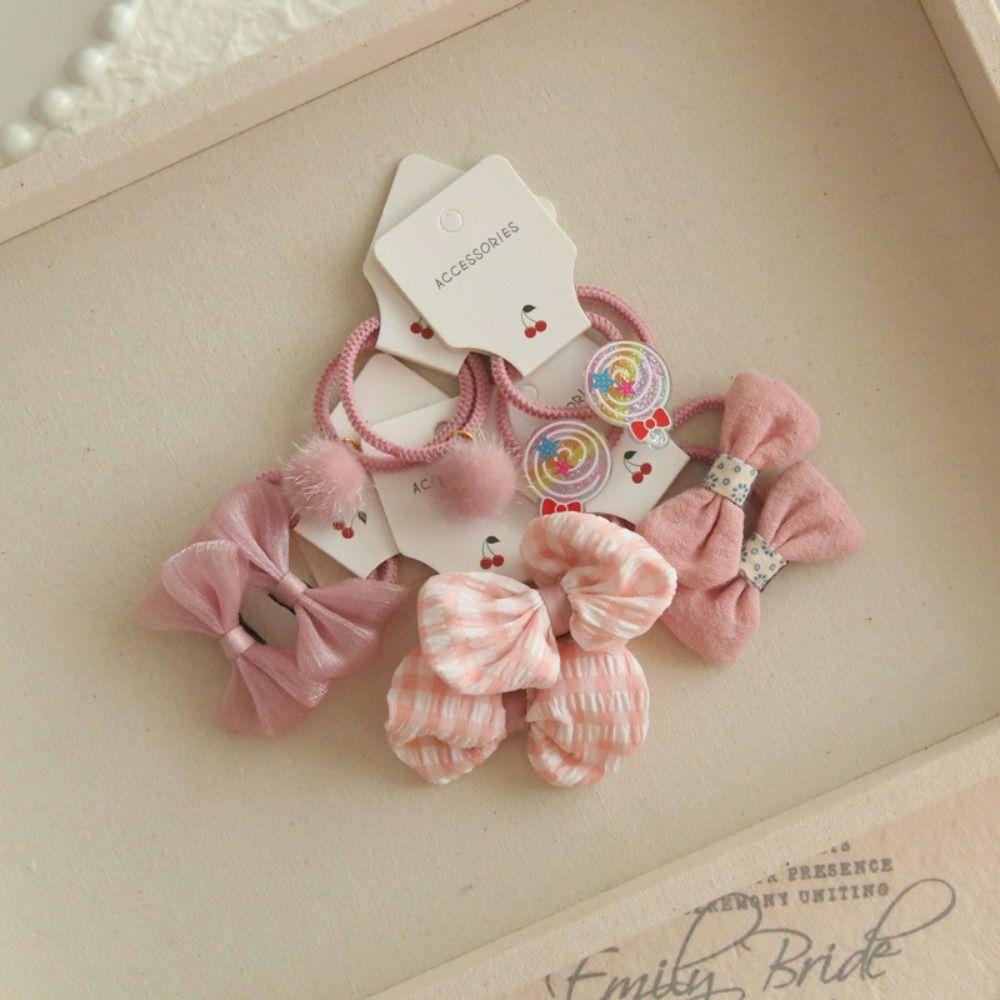 10Pcs Sweet Hair Ties Bowknot Kids Girls Hair Rope Luxury Elastic Rubber Band