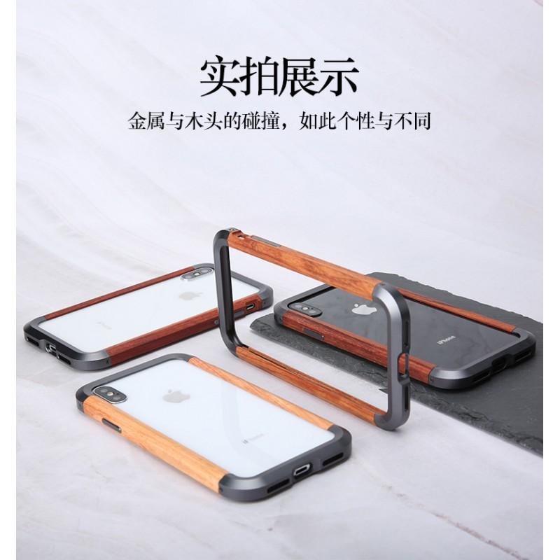 R-JUST Metal Wood Frame Phone Case IPhone 15 Pro